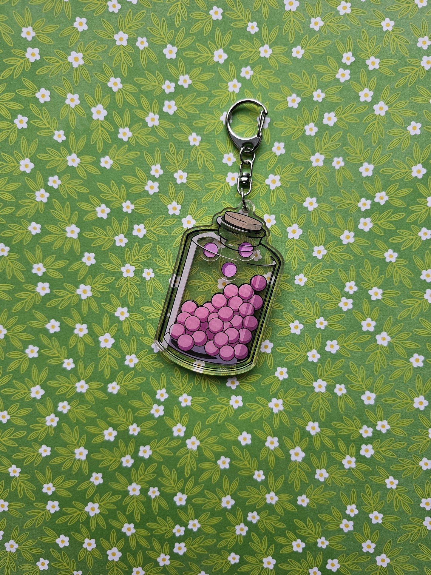 Peach Pill shaker keychain